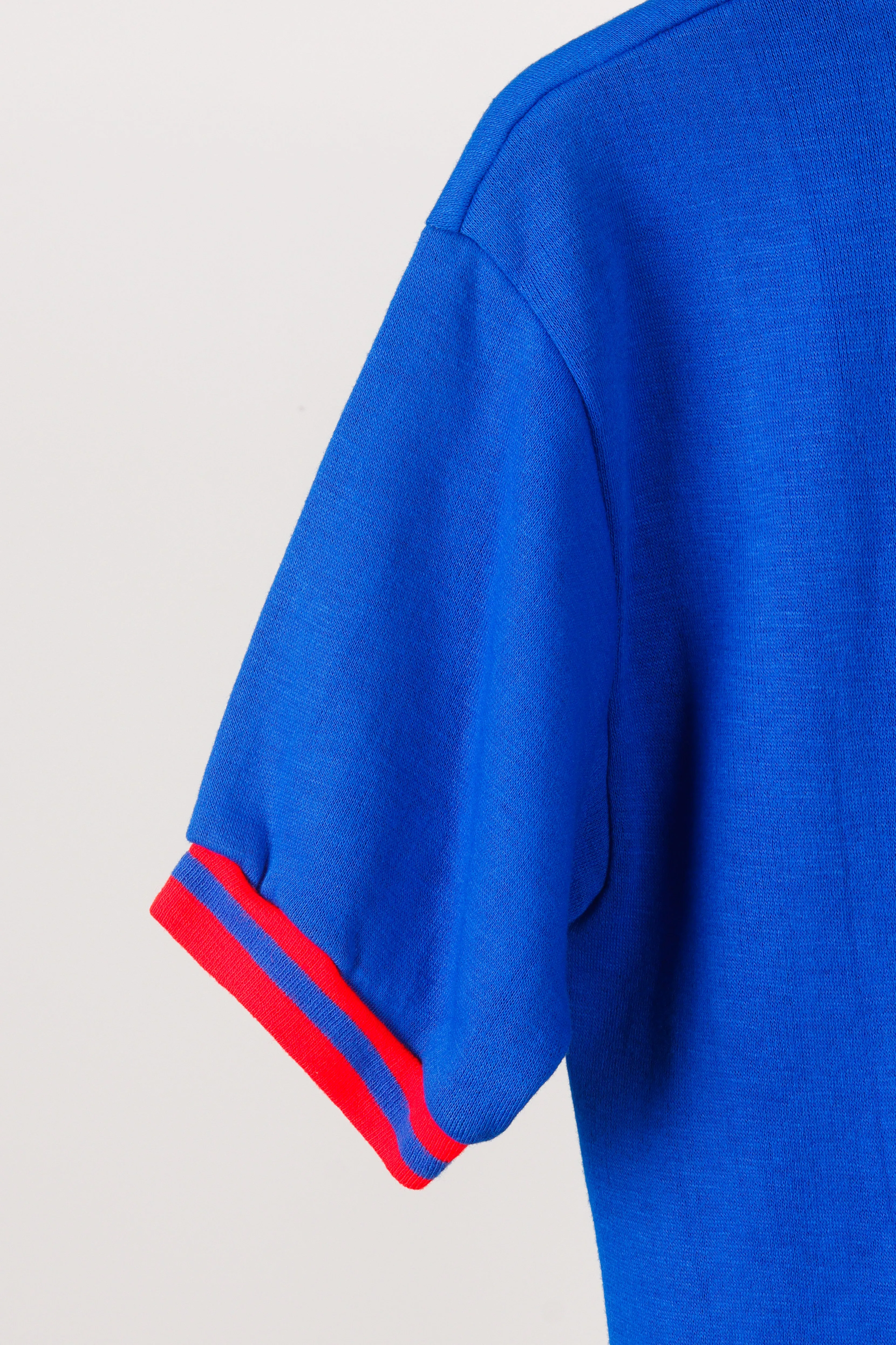 Vintage 60's Creslan Casual 'Striped Ringer' S/S Crewneck Sweatshirt Blue