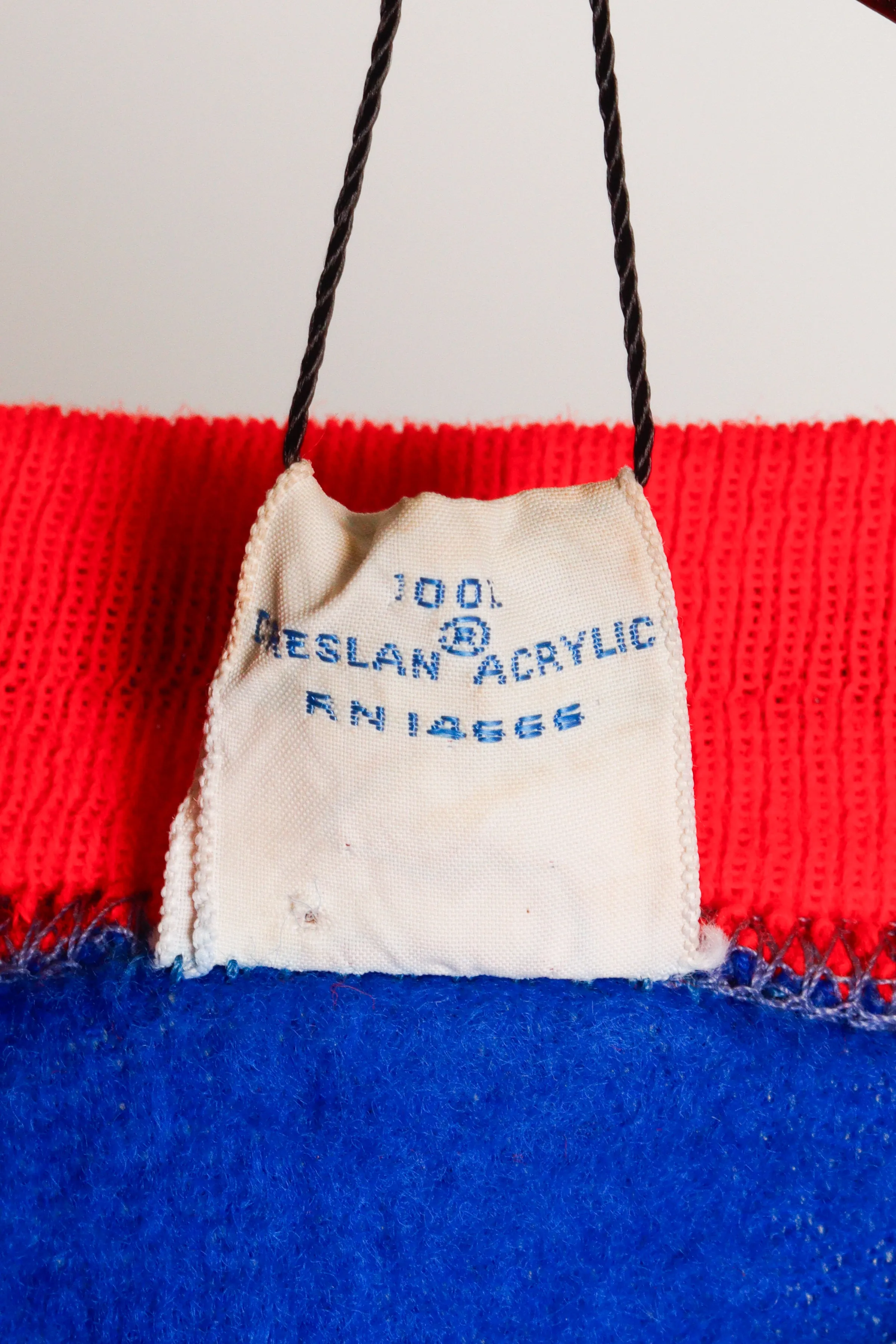 Vintage 60's Creslan Casual 'Striped Ringer' S/S Crewneck Sweatshirt Blue