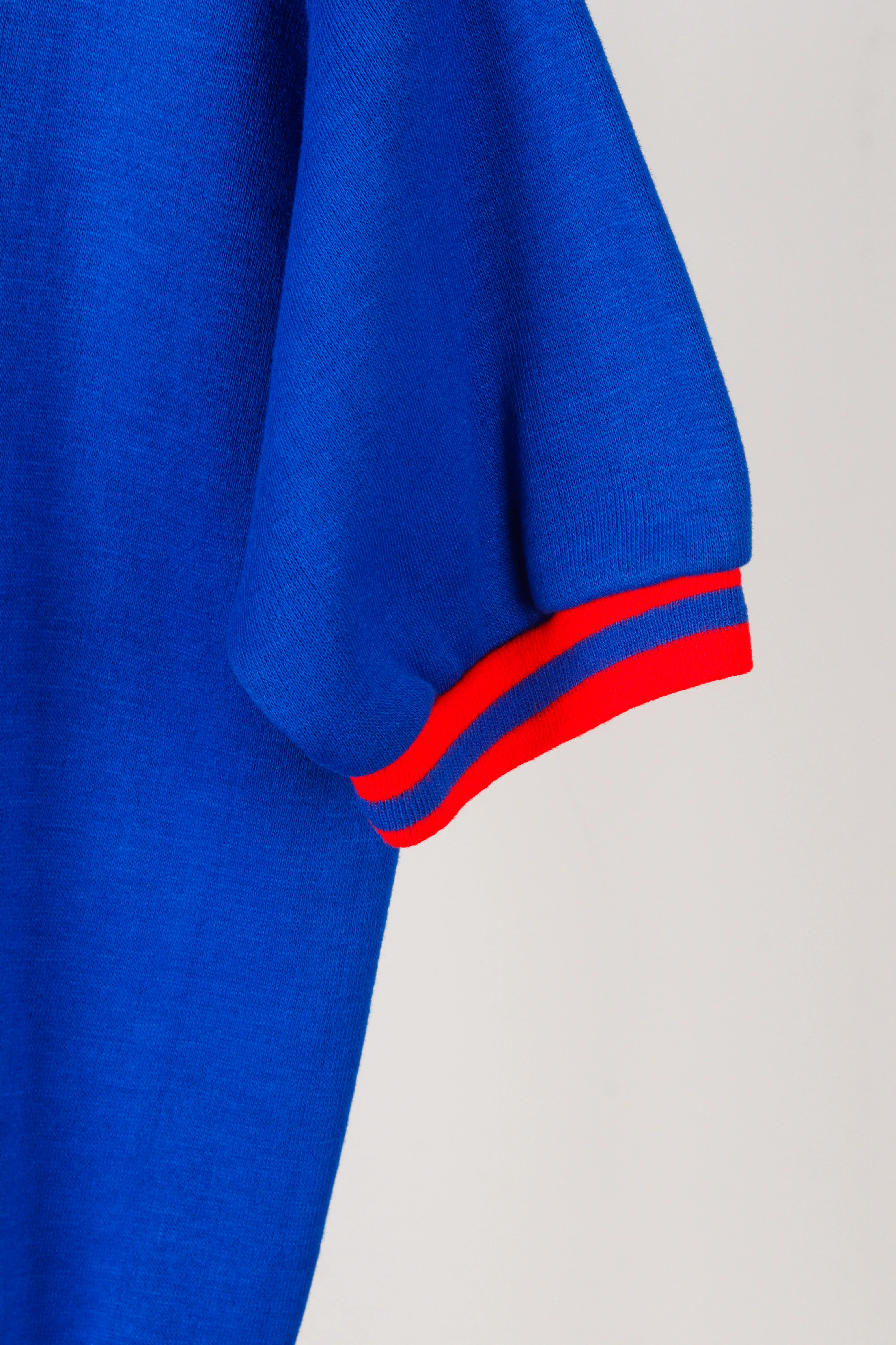Vintage 60's Creslan Casual 'Striped Ringer' S/S Crewneck Sweatshirt Blue