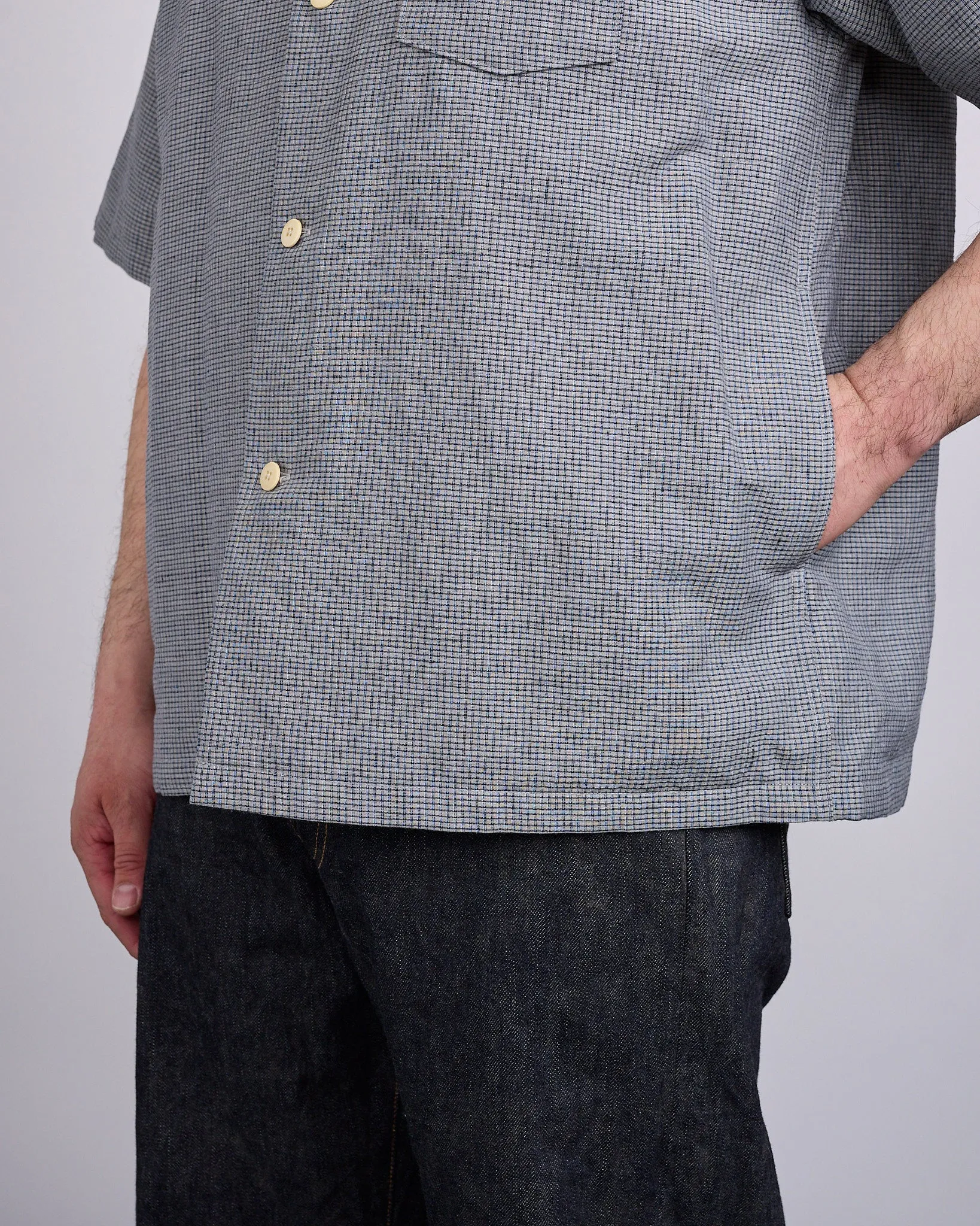 visvim Wallis Down Button Shirt SS Santome Grey