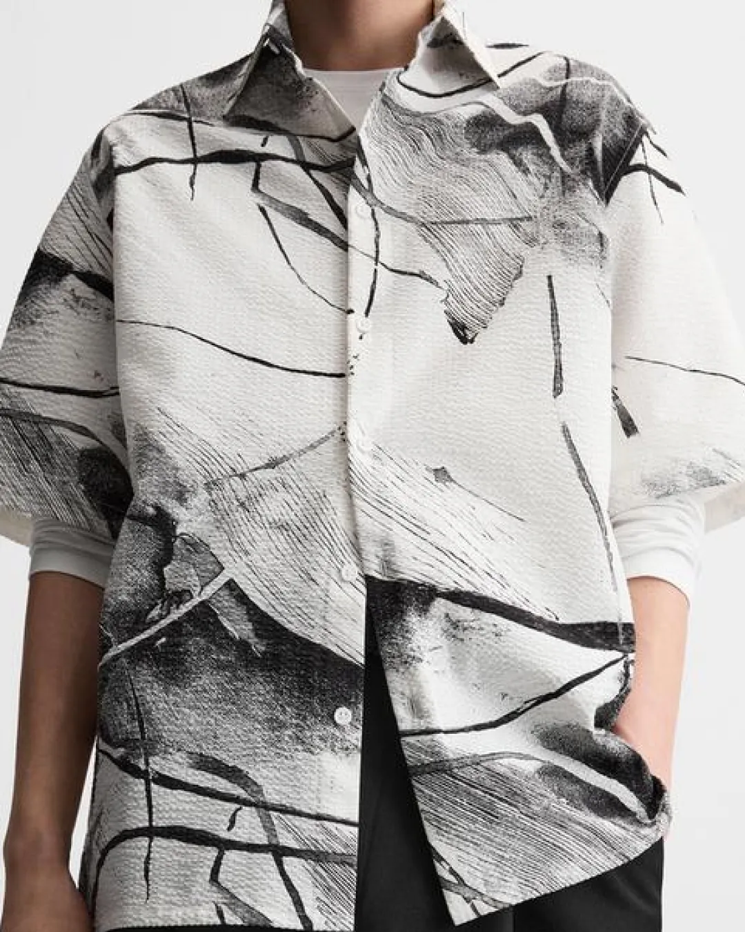 ZARA Men's White Short-Sleeve Shirts